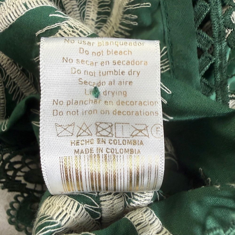 WAIMARI Tayrona Palm Tree Embroidered Cotton Lace Jacket Green Small Resort Chic - Picture 9 of 13